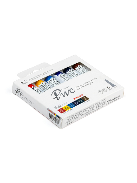 Набор акварели ShinHan "PWC" 6 цв. по 7,5 мл, Морской, в картонной упаковке 606x758